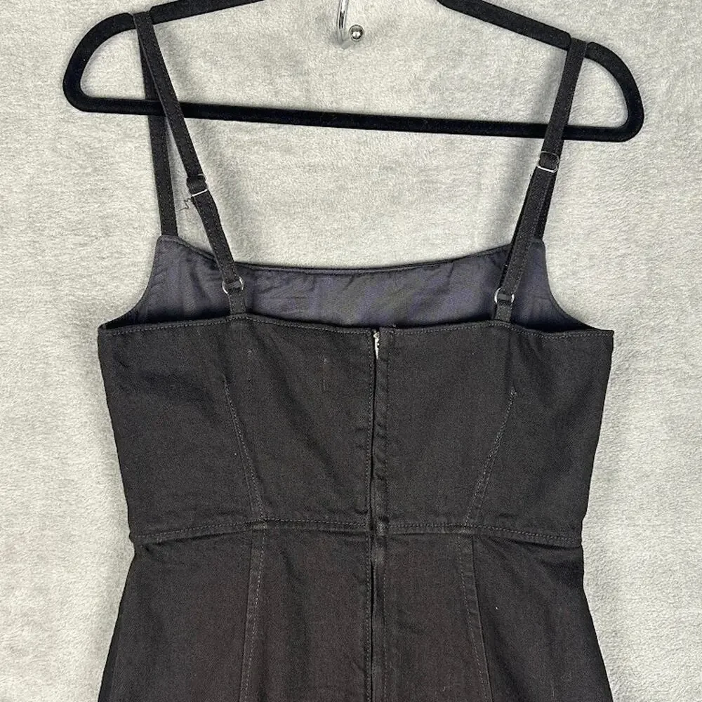 Reformation Jeans Dress Womens 6 Black Grazia Denim Midi Sleeveless Party Sexy - Picture 6 of 15